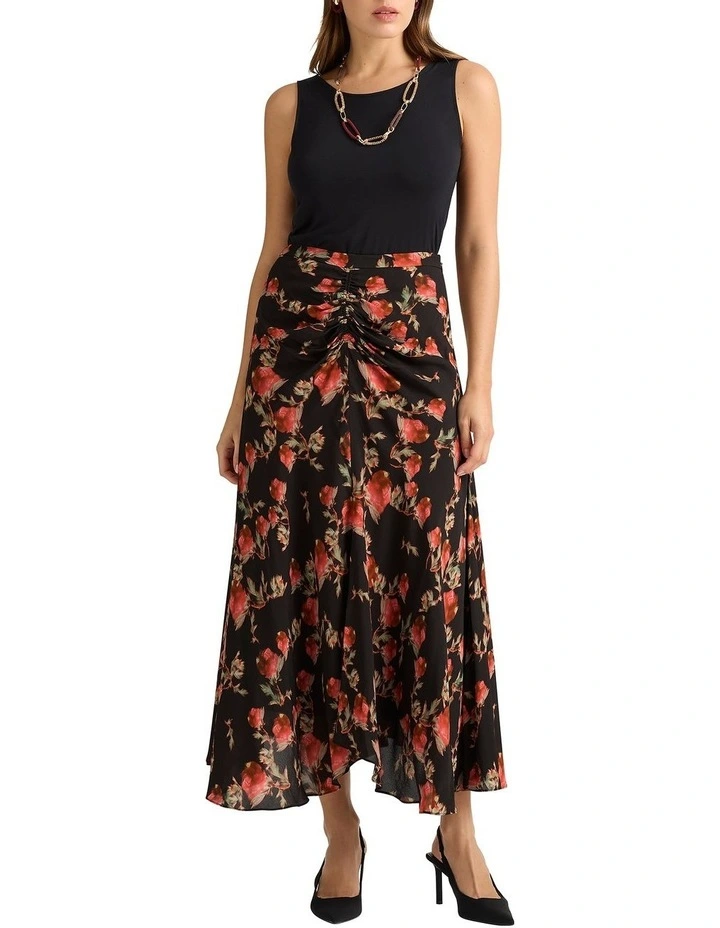 Tanny Viscose Skirt in Black Multi
