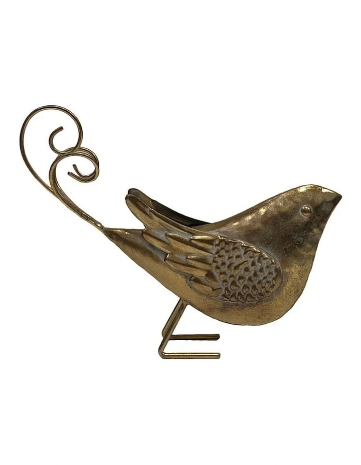 Metal Figurine Bird Ornament in Gold