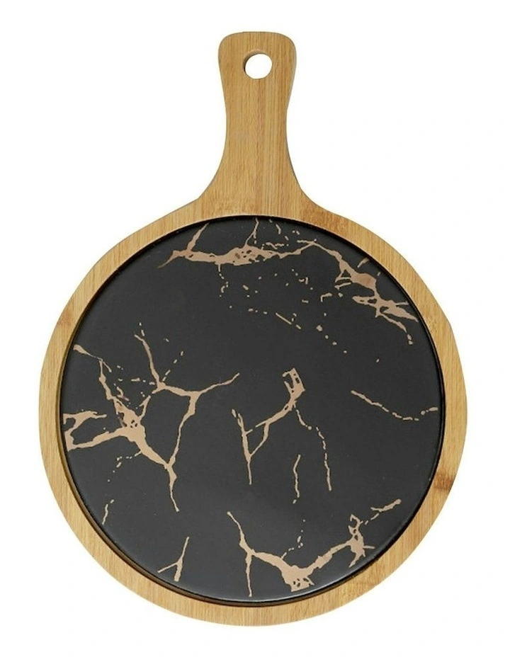 Circle Wooden Serving Tray 30cm in Black