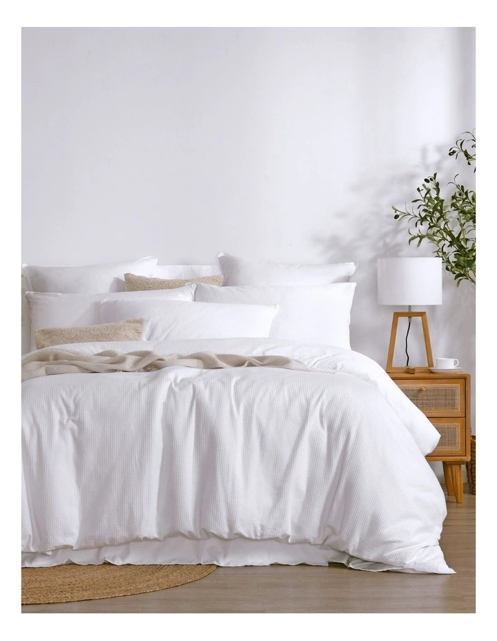 Justine Cotton Waffle Quilt Cover Set in White