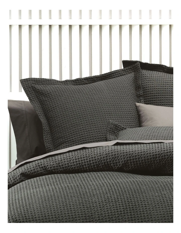 Deluxe Waffle Quilt Cover Set In Charcoal