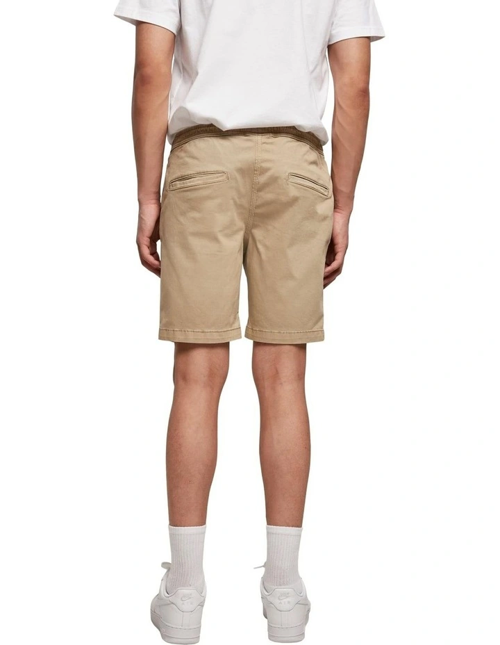 Stretch Twill Jog Shorts in Union Beige