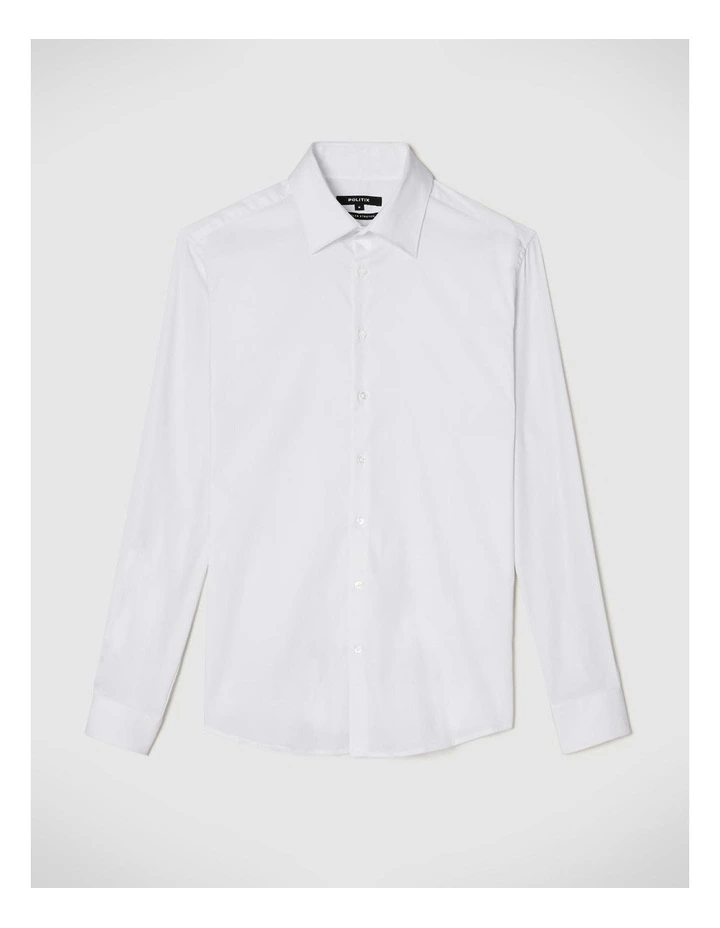 Regular Sateen Long Sleeve Shirt in White