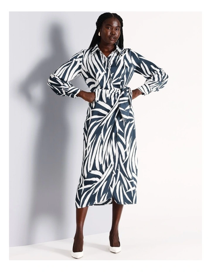Recycled Satin Wrap Front Dress in Assorted