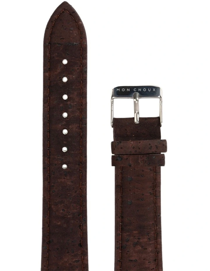 Classic Brown Cork Vegan Leather Watch 38mm in Silver