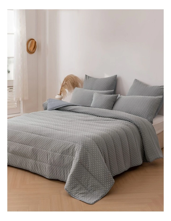 Finley Dot Comforter Set 6 Piece in Charcoal