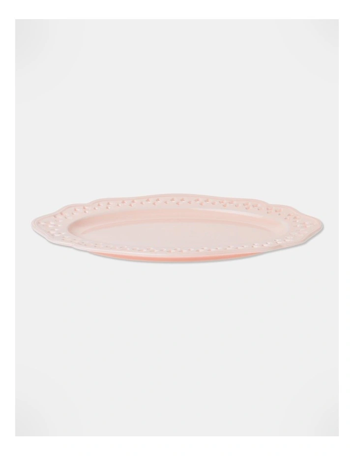 Breton Oval Platter Scalloped Edge in Pink