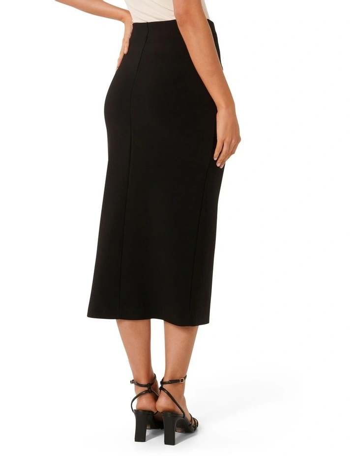 Viviana Hardware Twist Midi Skirt in Black