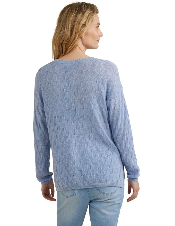 Diamond Knit Jumper in Sky Blue