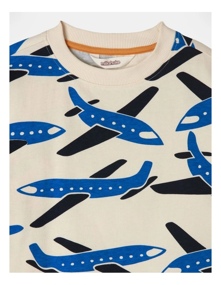Long Sleeve Printed Tee in Vanilla