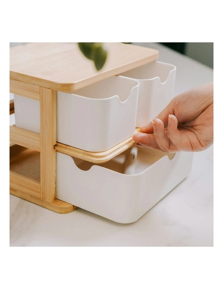 Bamboo Fibre Storage Drawer Set in Brown