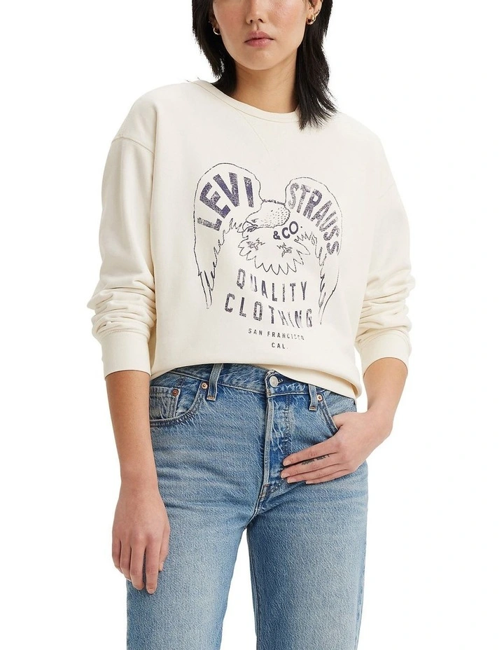 Graphic Signature Crewneck Sweatshirt in Egret