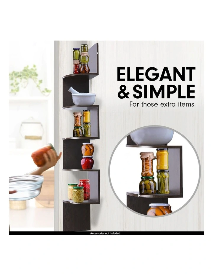 5-Tier Corner Wall Shelf Display Storage Shelves Dark Brown