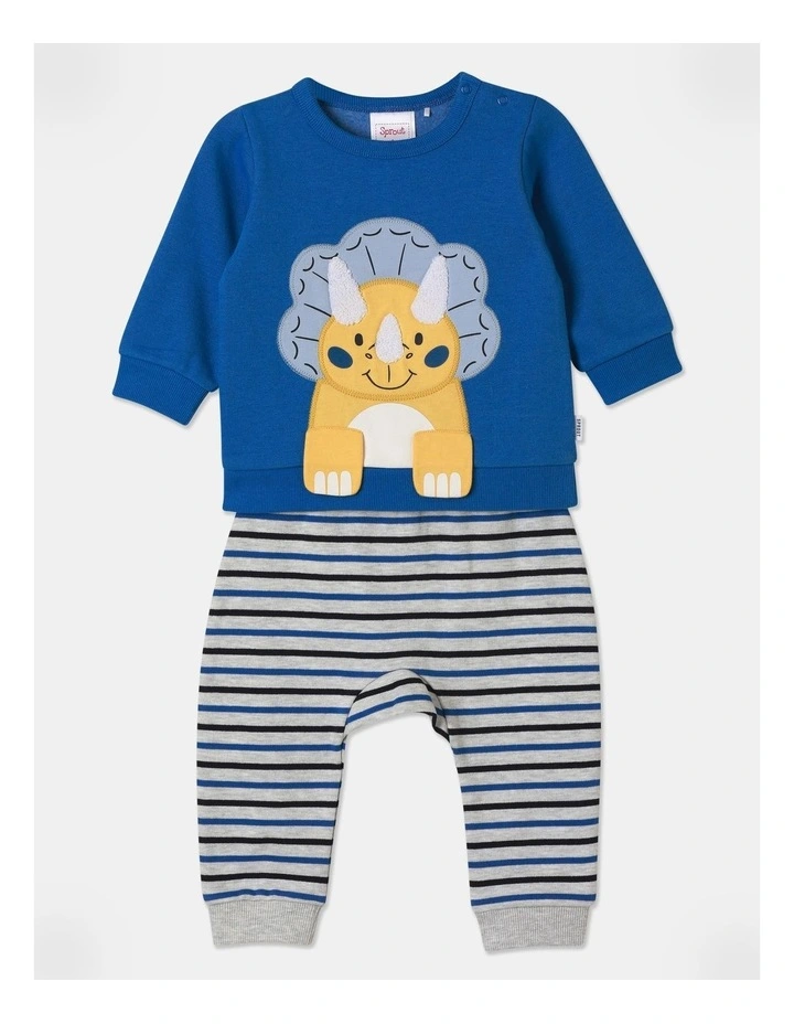 Crew Neck Sweater And Trackpant Set in Bright Blue