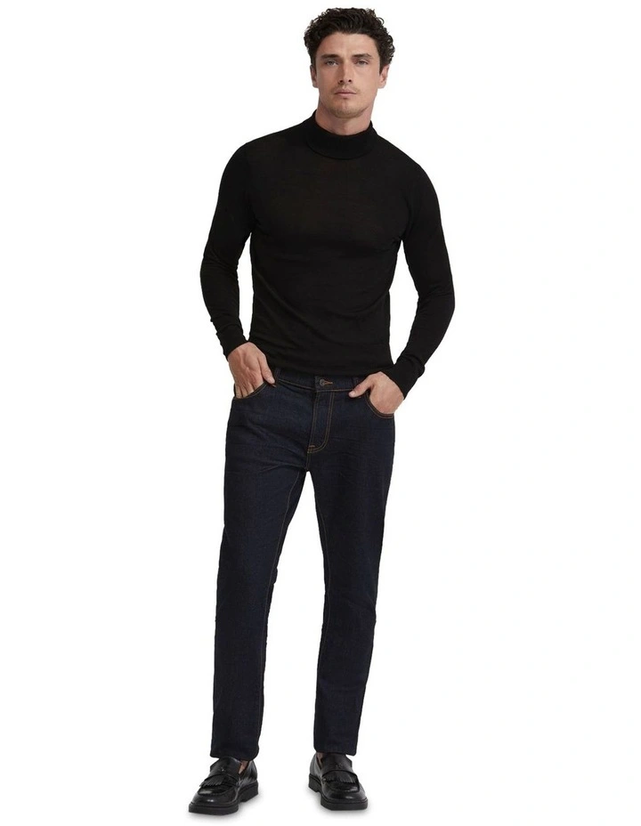Aaron Turtle Neck Merino Wool Knit in Black