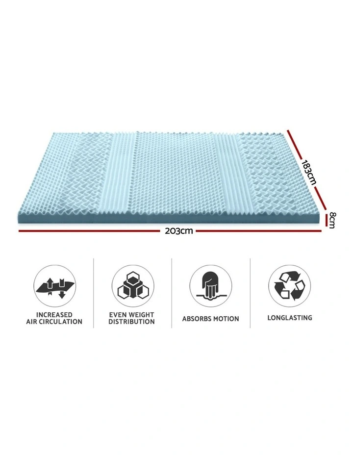 COOL GEL Memory Foam Mattress Topper BAMBOO 8CM 7-Zone King