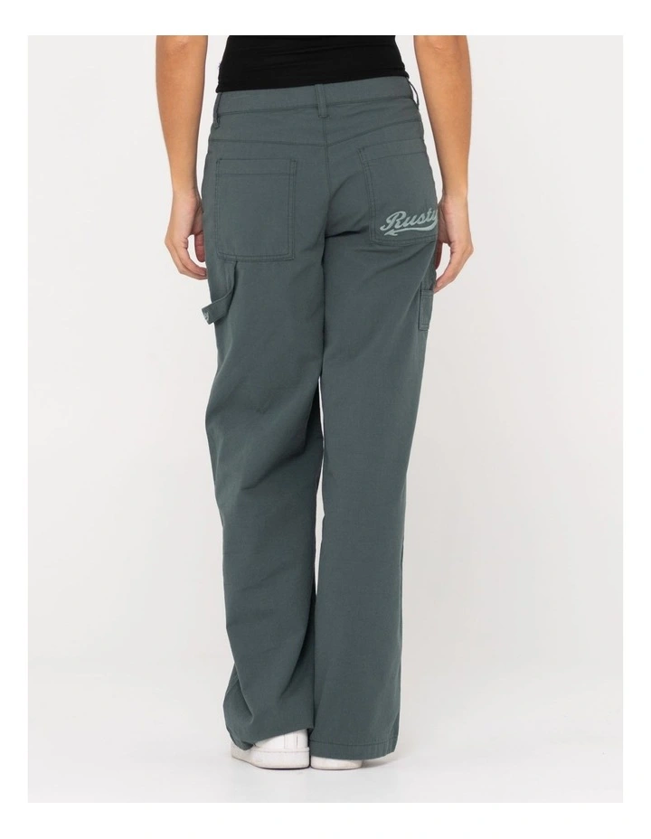 Billie Low Wide Carpenter Ripstop Pant in Green