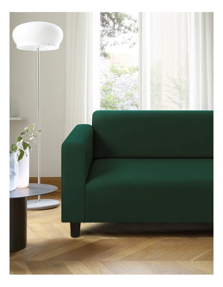 Premium Faux Suede Couch Sofa Cover 2 Seater in Eden Green