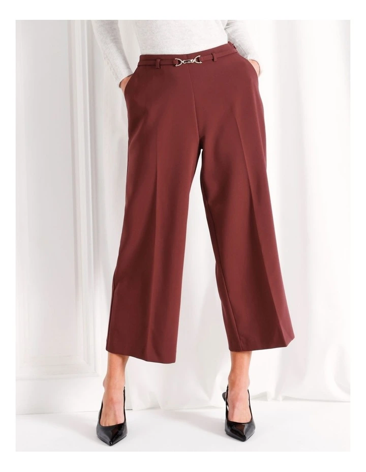 Belted Culotte Pant in Wine