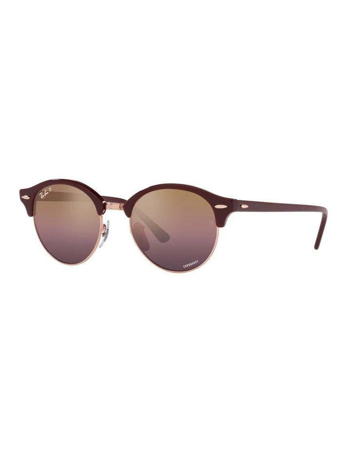 CLUBROUND Polarised Sunglasses In Bordeaux/Rose Gold