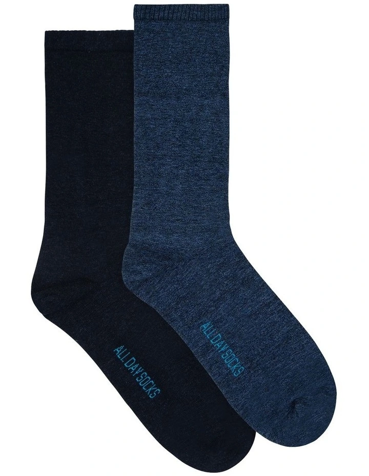Fine Cotton Socks 2-Pack in Navy