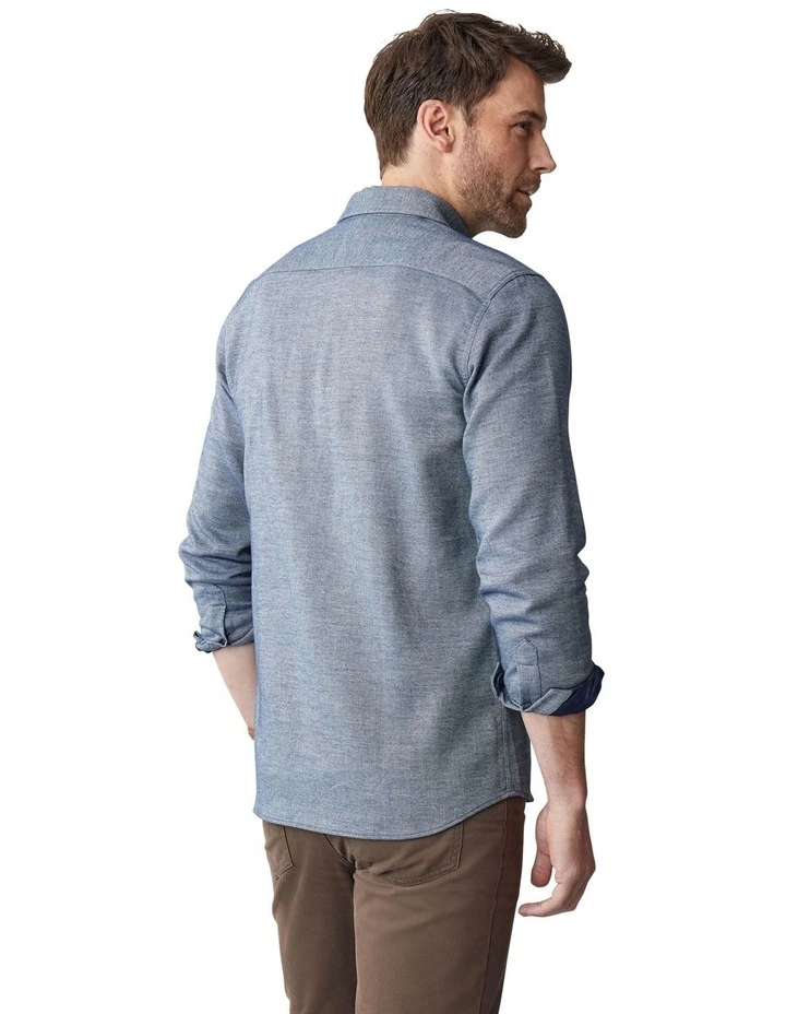 Brushed Twill Overshirt in Navy