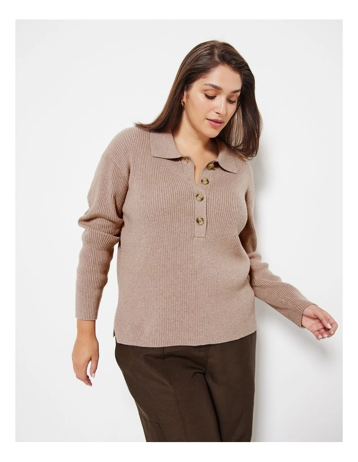 The Polo Knit Jumper in Mocha