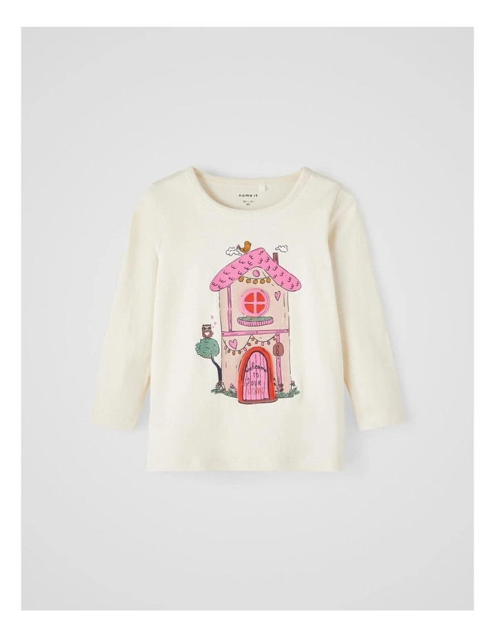 Olympia Long Sleeve Printed Top in Jet Stream