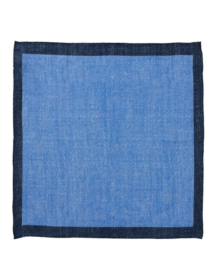 Bordered Linen Pocket Square in Blue