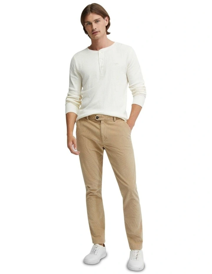 Henry Organic Cotton Waffle Long Sleeve Tee in Cream