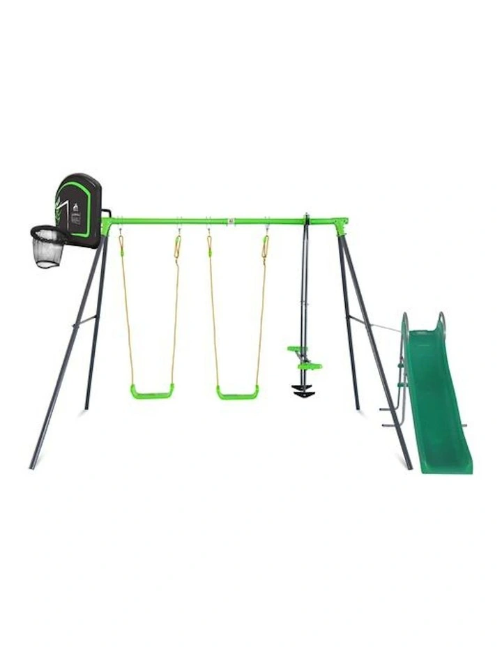 Hurley 2 Metal Swing Set With Slide & Hoop
