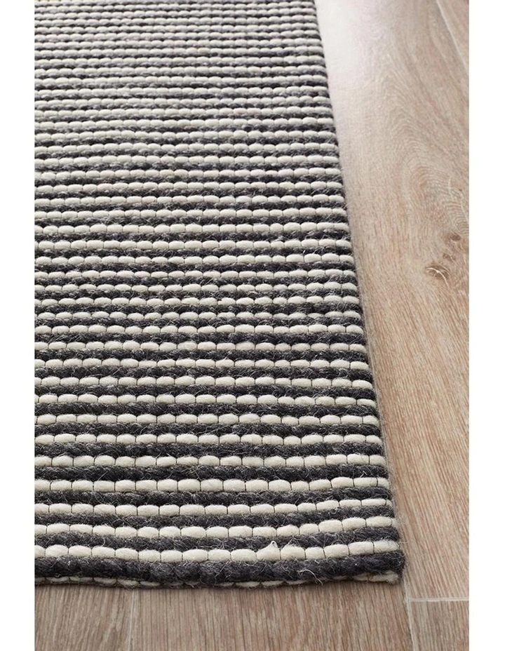 Studio Oskar Felted Wool Striped Rug in Black/White