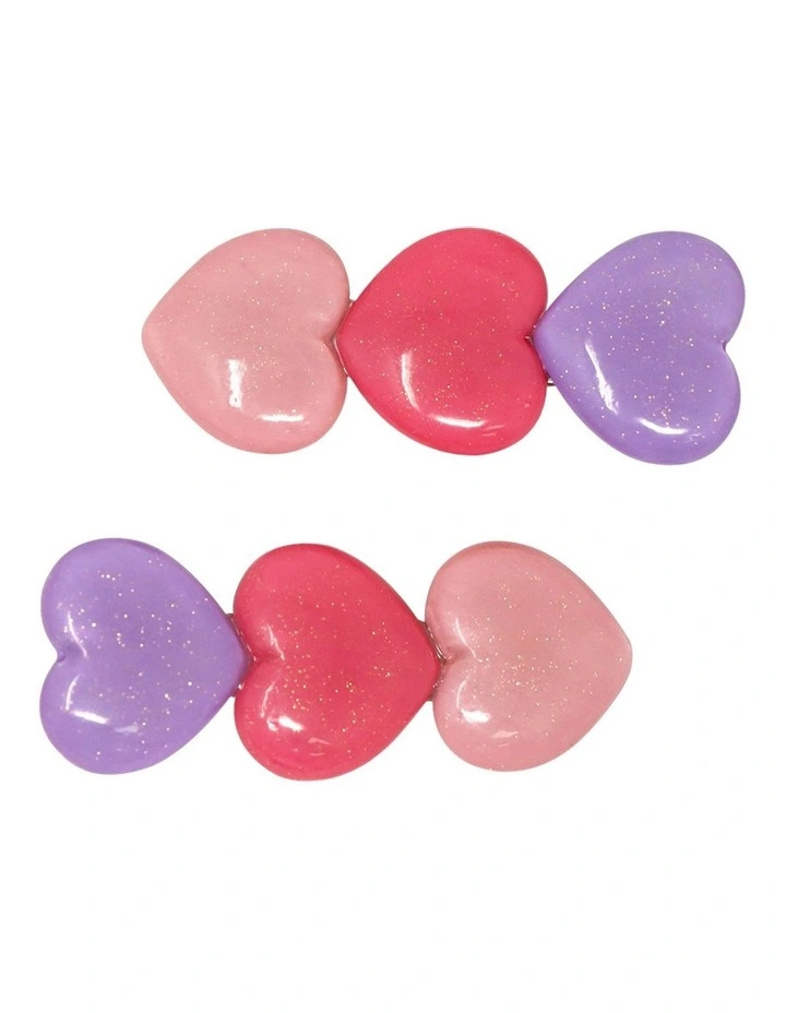 Glitter Hearts Alligator Hair Clips in Multi