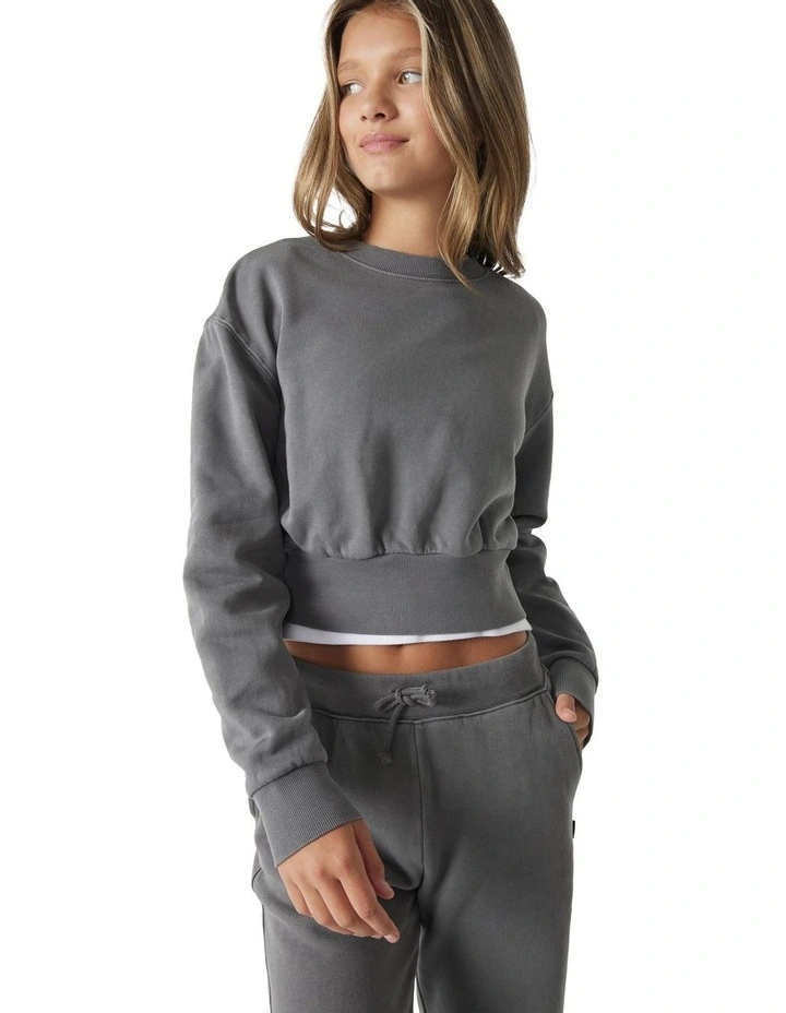 Oversized Cropped Sweater in Grey