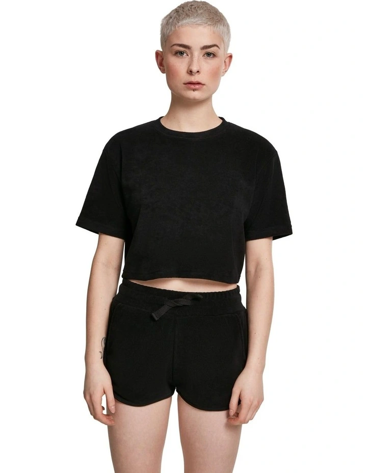 Short Towel Tee in Black