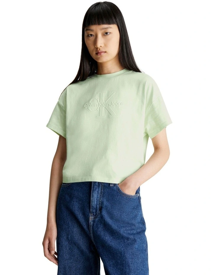 Embossed Monologo Tee in Canary Green