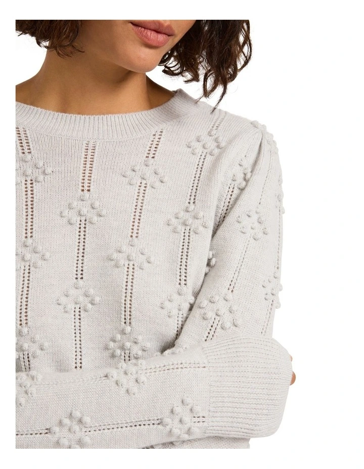 Millie Textured Merino Knit Jumperin Light Grey