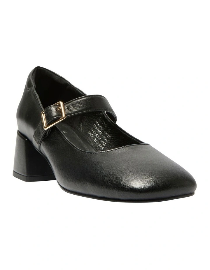 Lottie Heeled Shoes in Black Leather