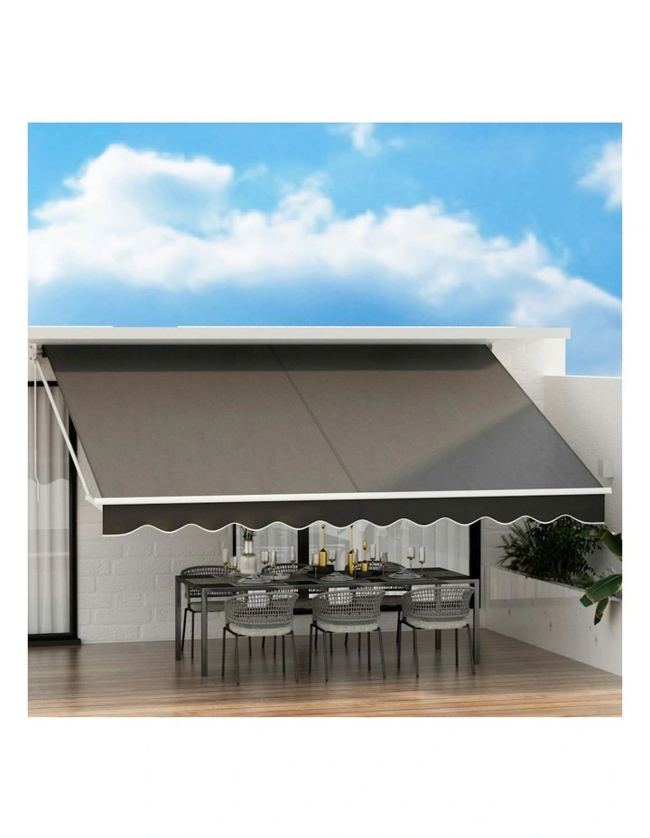 Retractable Folding Arm Awning Motorised Sunshade 4.5x3m in Grey