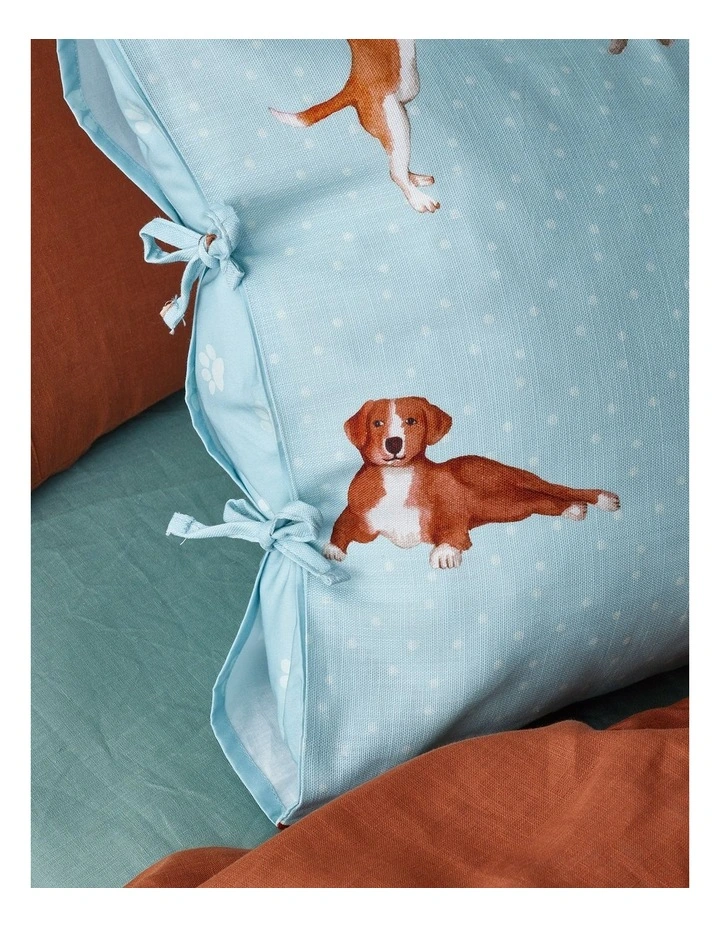 I Woof You Printed Cotton Quilt Cover Set in Blue
