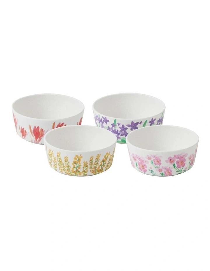 Wildflowers Bamboo Condiment Bowl 9cm Set of 4 in Multi