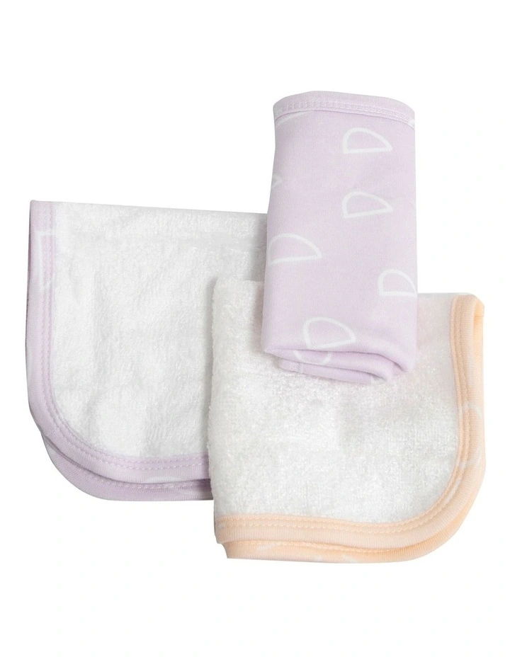 Nordic 3 Pack Face Washers in Peach/Lilac