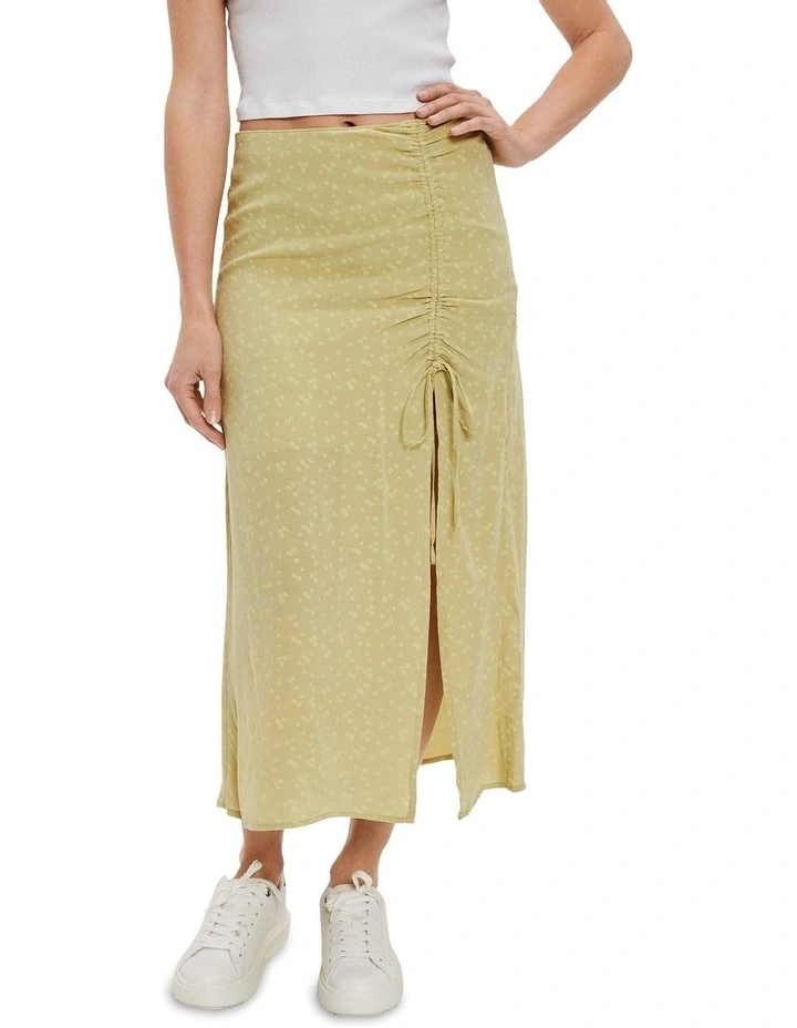 Floral Slip Midi Skirt in Green