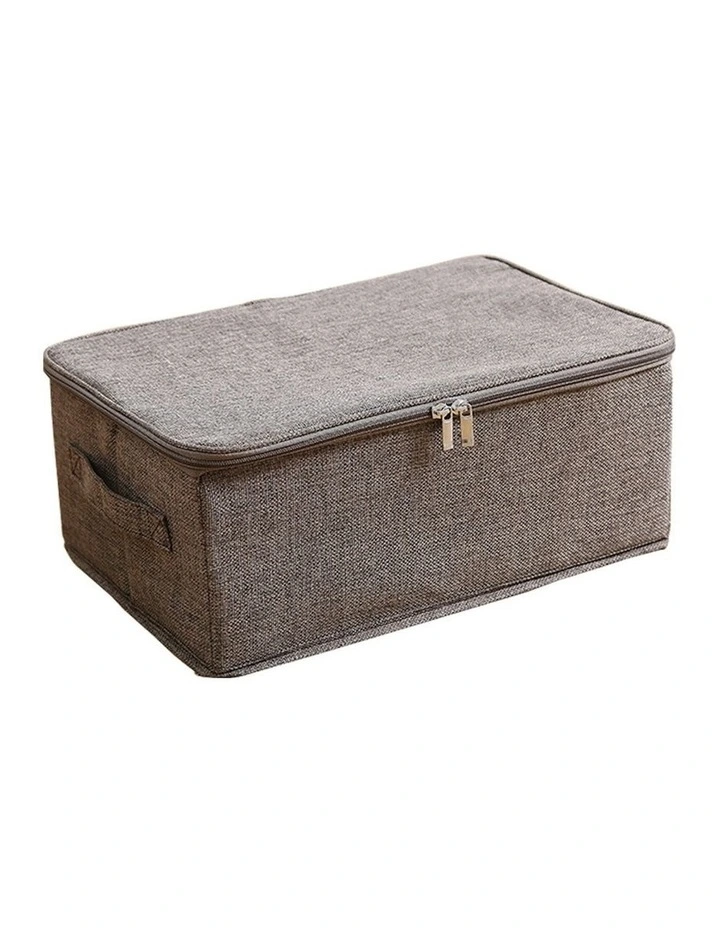 Small Portable Double Zipper Storage Box in Coffee