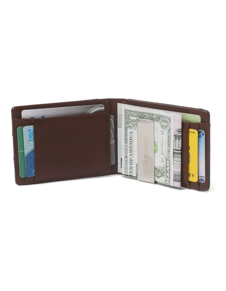 Yamba Vegan Minimalist Slim Bifold Front Pocket Wallet in Black/Brown