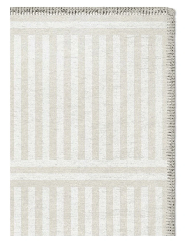 Plinth Washable Chenille Rug Runner in Bone