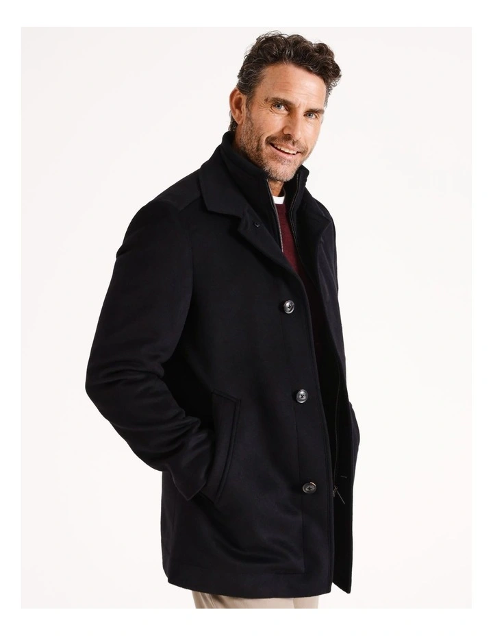 Rochester Wool Melton Coat in Black