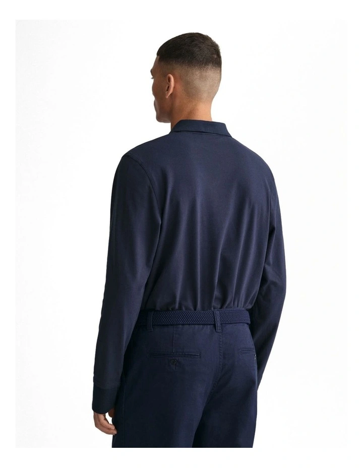 Contrast Piqu Rugger in Evening Blue