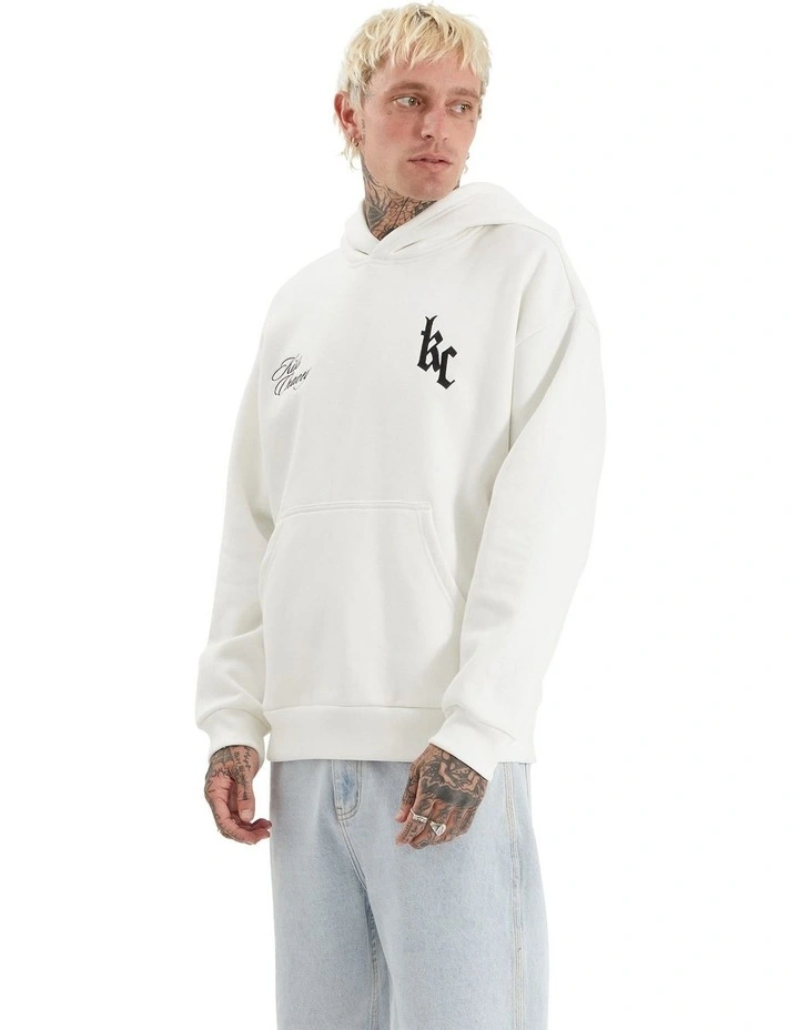 Chained Heavy Relaxed Hooded Sweater in Natural White