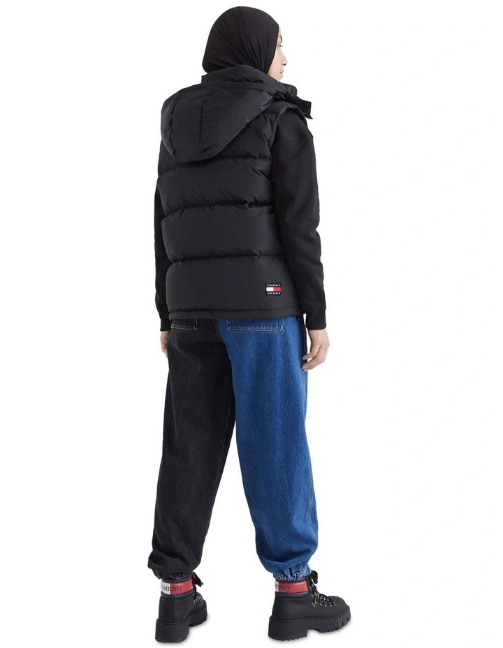 Hooded Alaska Puffer Vest in Black